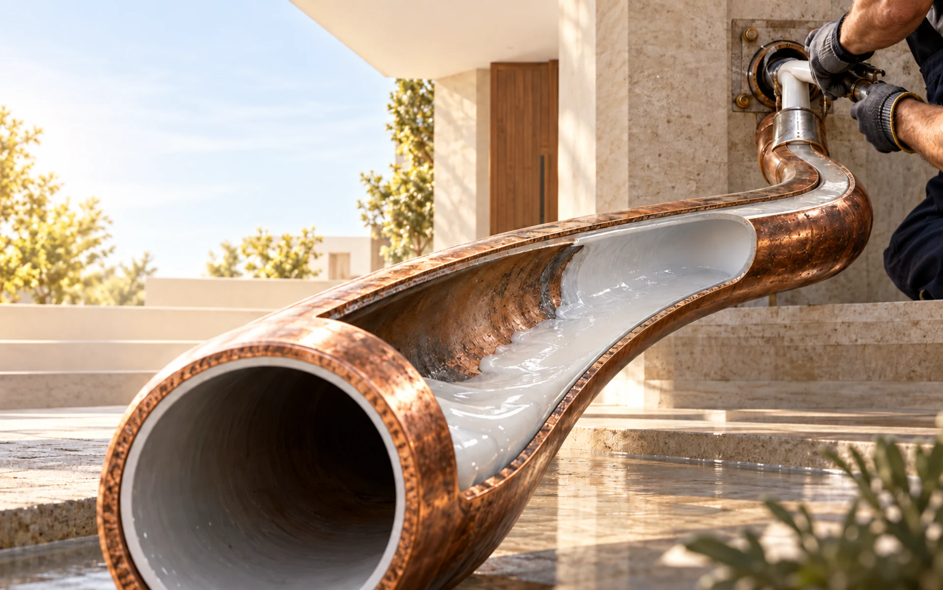 Visualización ilustrativa de una instalación y sus materiales